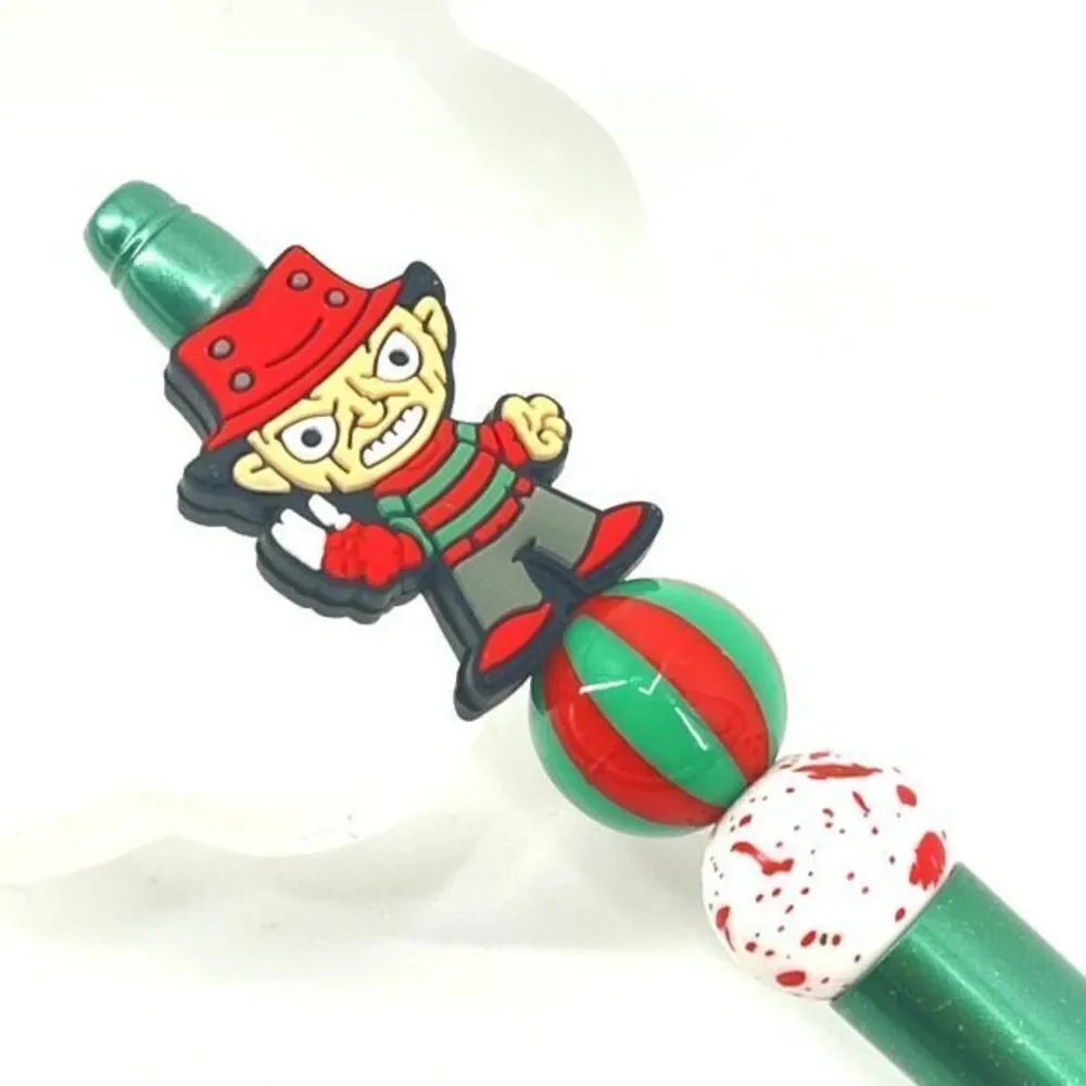 Freddie Freddy handmade pen NEW beads red white green striped stripes bloody eye